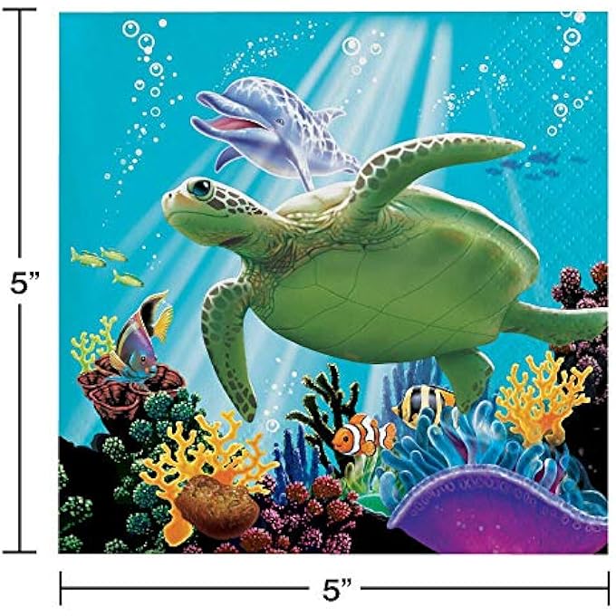 OCEAN PARTY 3-PLY BEVERAGE NAPKINS 16-PIECE - Image 3